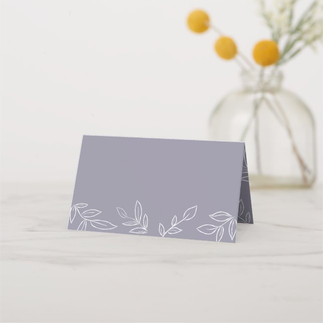 Carte De Placement Soft Violet Elegant Feuille Mariage Motif (Devant)