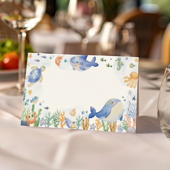 Carte De Placement Sous la mer Ocean Animals Boy Food Place Card (Créateur téléchargé)
