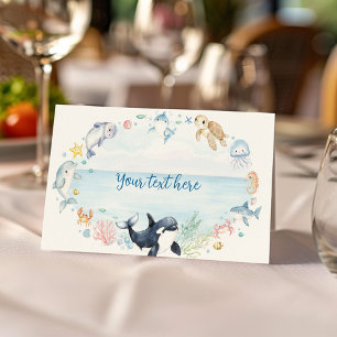 Carte De Placement Sous l'océan Mer Animaux Alimentation Anniversaire
