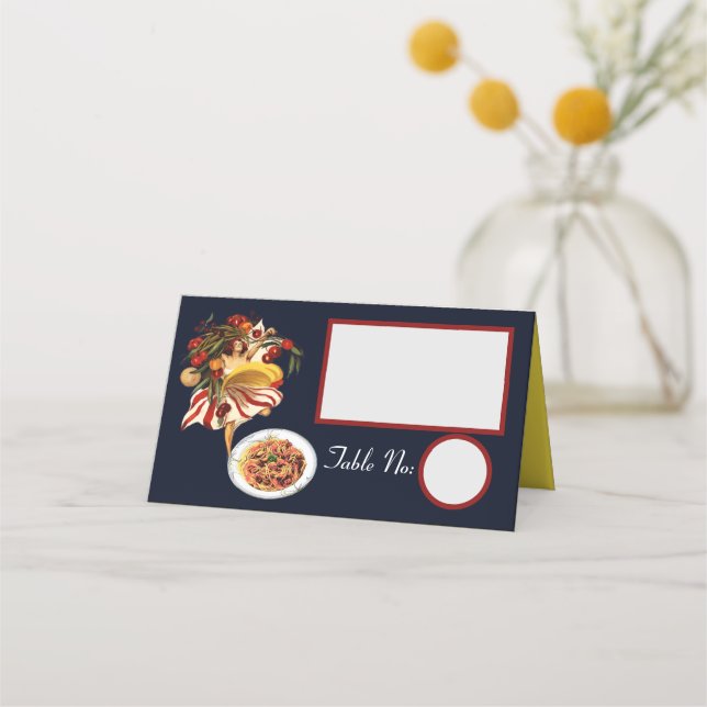 CARTE DE PLACEMENT SPAGHETTI PARTY DANCE, CUISINE ITALIENNE ET TOMATE (Devant)