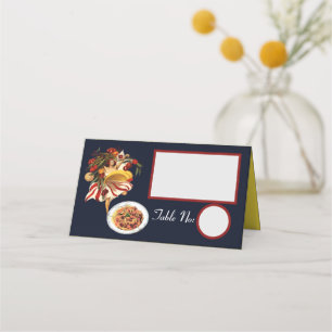 CARTE DE PLACEMENT SPAGHETTI PARTY DANCE, CUISINE ITALIENNE ET TOMATE