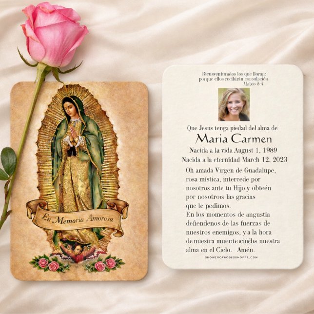Carte De Placement Spanish Guadalupe Mary Funeral Prayer  Holy Card (Créateur téléchargé)