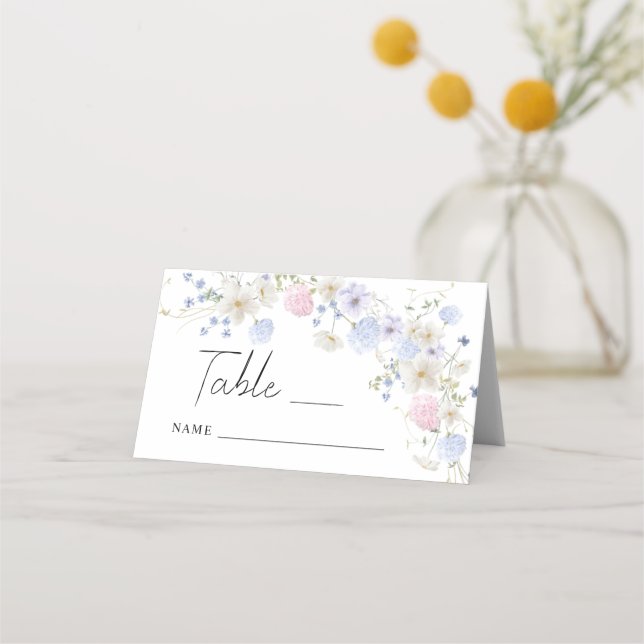 Carte De Placement Spring Wildflowers Wedding Table Number (Devant)