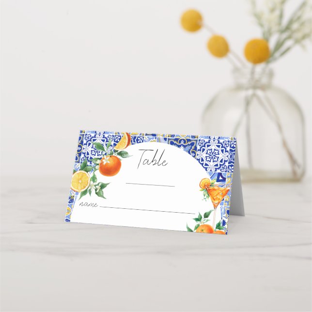 Carte De Placement Spritz Méditerranéen Mariage Table Présentoir de T (Devant)