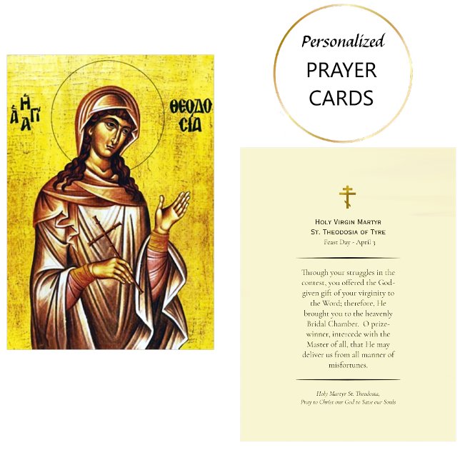 Carte De Placement St. Theodosia of Tyre Orthodox Prayer Card         (Créateur téléchargé)