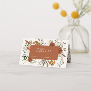 Carte De Placement Stag botanique rustique mariage terre cuite floral