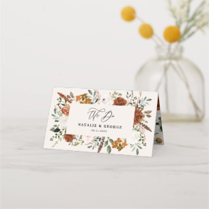 Carte De Placement Stag rustique botanique mariage terre cuite floral