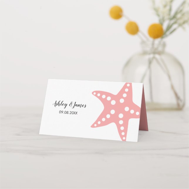 Carte De Placement Starfish Mariage moderne Numéro de table Carte de  (Dos)