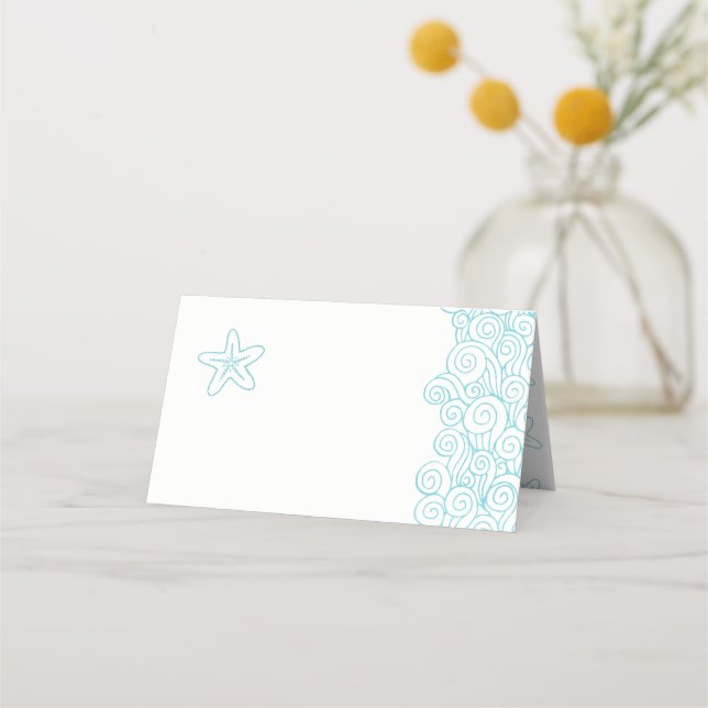 Carte De Placement Starfish vagues tourbillons aqua plage invités car (Devant)