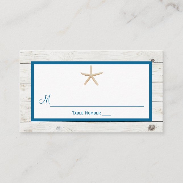 Carte De Placement Starfish Whitewashed Wood Beach Wedding Collection (Devant)