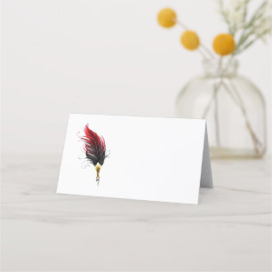 Carte De Placement Stylo rouge en plumes avec nib or