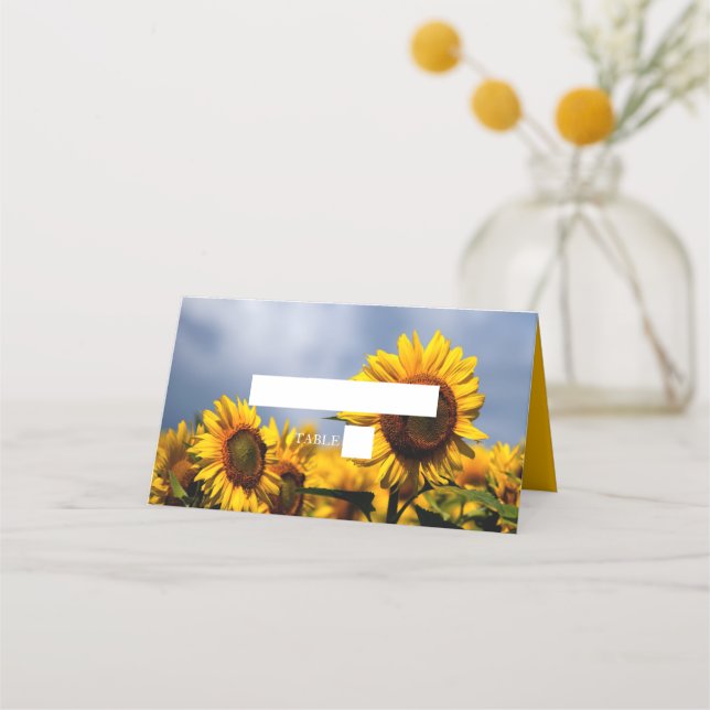 Carte De Placement Sunflower Blue Sky Rustic Mariage Carte Place (Devant)