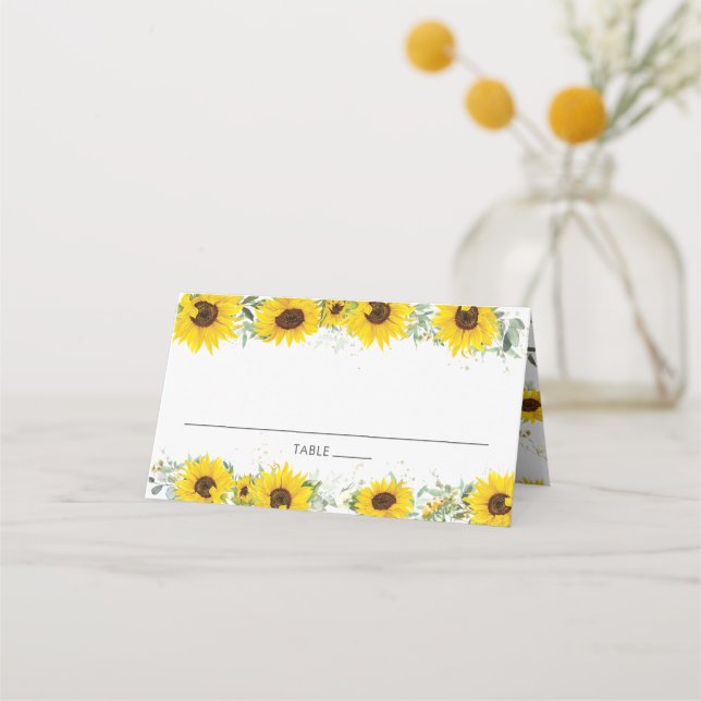 Carte De Placement Sunflower Floral Douche Nom du client Carte Place (Devant)