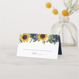 Carte De Placement Sunflowers Marine Blue Flowers Mariage Carte Place