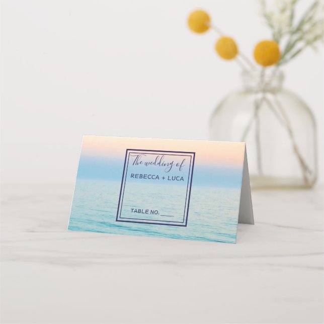 Carte De Placement Sunset Skies Beach Ocean Table Mariage (Devant)