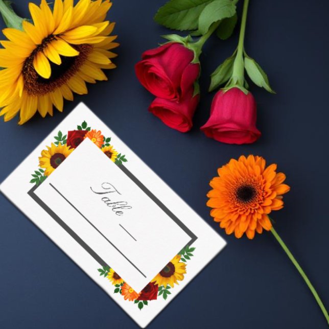 Carte De Placement Sunset Sunflower Rose Floral Mariage (Créateur téléchargé)