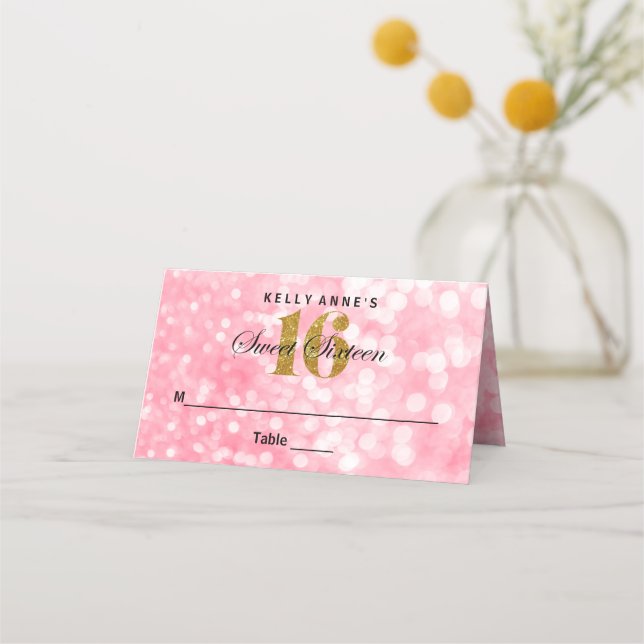 Carte De Placement Sweet 16 Parties scintillant Bokeh Lights Custom P (Devant)