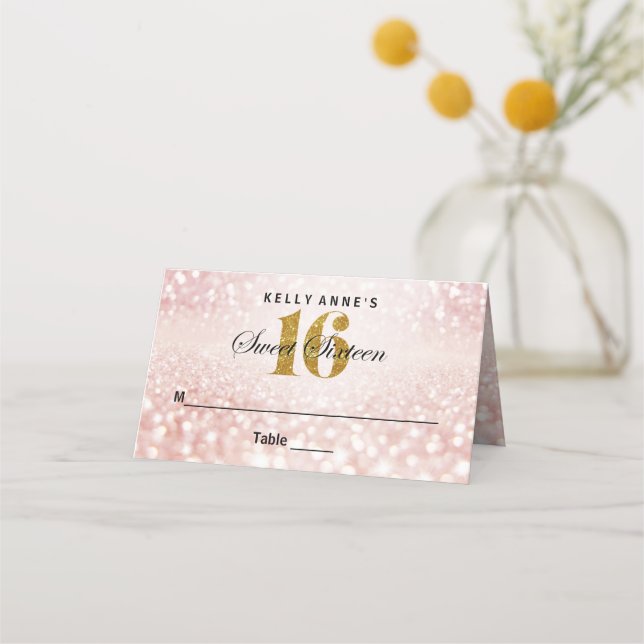 Carte De Placement Sweet 16 Parties scintillant Bokeh Lights Custom P (Devant)