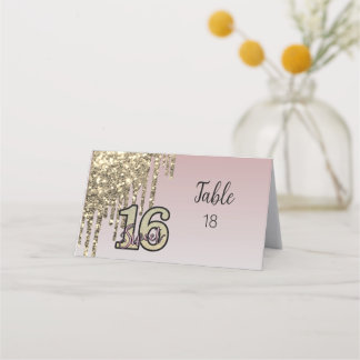 Carte De Placement Sweet sixteen or rose rose pâle