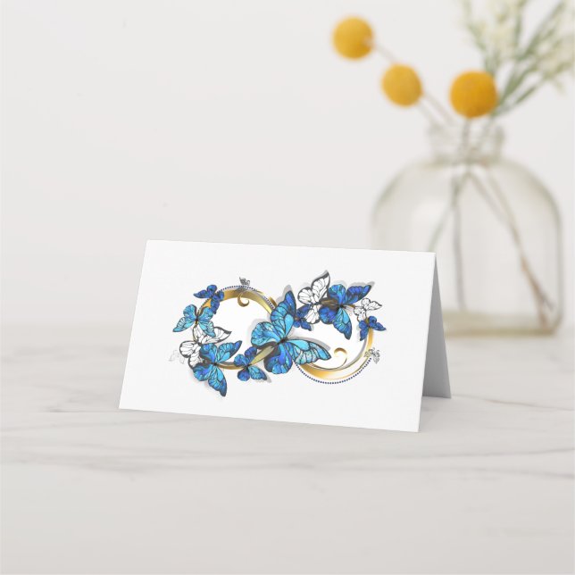 Carte De Placement Symbol Infinity of Blue Morpho Butterflies (Devant)