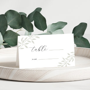 Carte De Placement Table de mariage à la verdure de sauge élégante