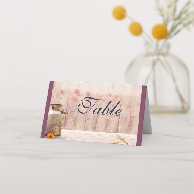 Carte De Placement Table de Mariage campagnard de lait rustique (Devant)