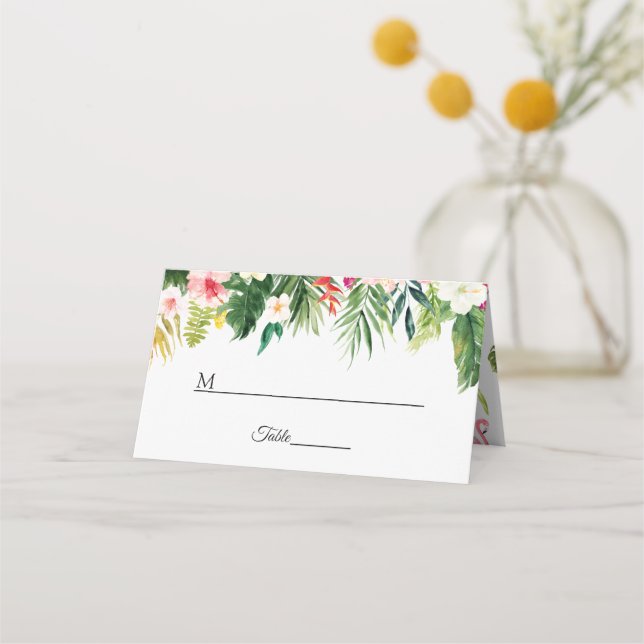 Carte De Placement Table de Mariage floral d'été tropical (Devant)