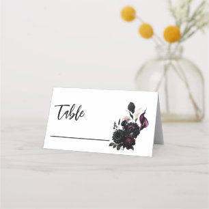 Carte De Placement Table de mariage floral romantique et sombre