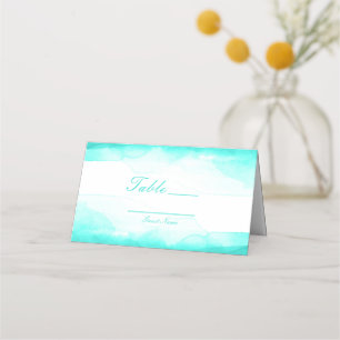 Carte De Placement Table de numéros de places aquarelle eau turquoise