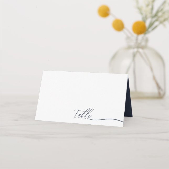 Carte De Placement Table de placement de police de script blanc marin (Devant)