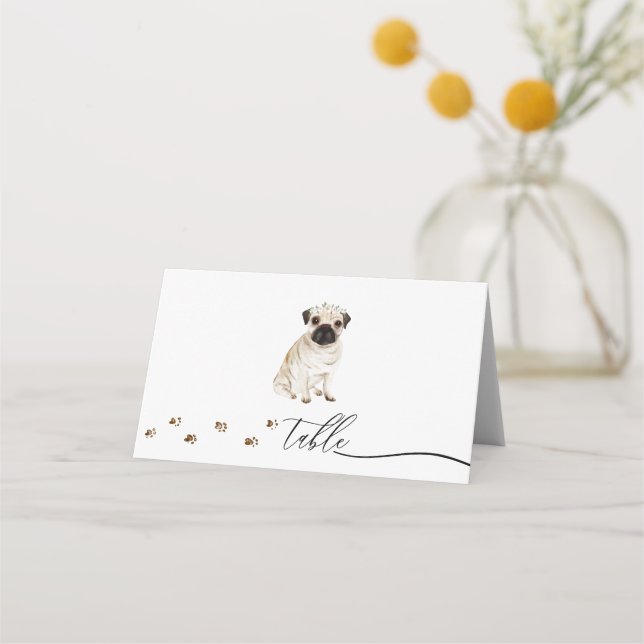 Carte De Placement Table de script de mariage de propriétaire de chie (Devant)