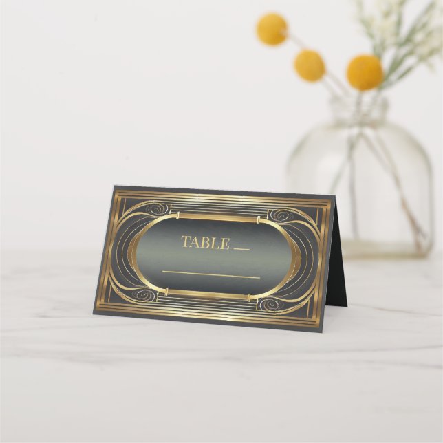 Carte De Placement Table Mariage Glam Art Déco ID1033 (Devant)