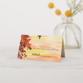 Carte De Placement Table Mariage Orange Jaune à feuilles d'automne