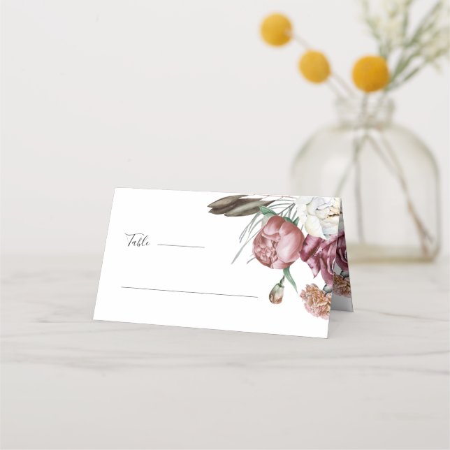 Carte De Placement Tableau Boho Botanique Floral Mariage (Devant)