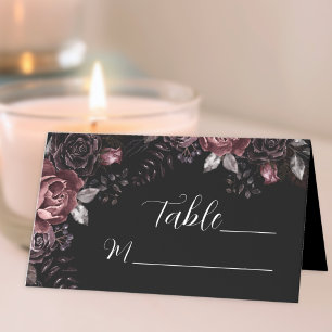Carte De Placement Tableau des fleurs noires noires Mariages gothique