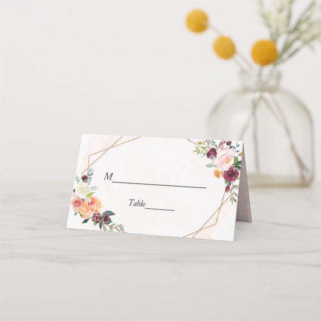 Carte De Placement Tableau Mariage floral de fleurs brillantes de cad (Devant)