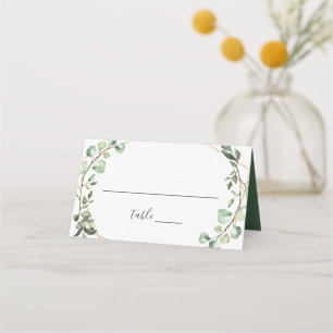 Carte De Placement Tableau Mariage géométrique Eucalyptus vert