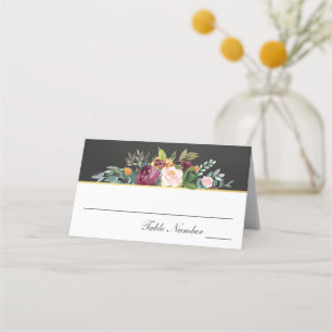 Carte De Placement Tableau noir rustique et Mariage floral