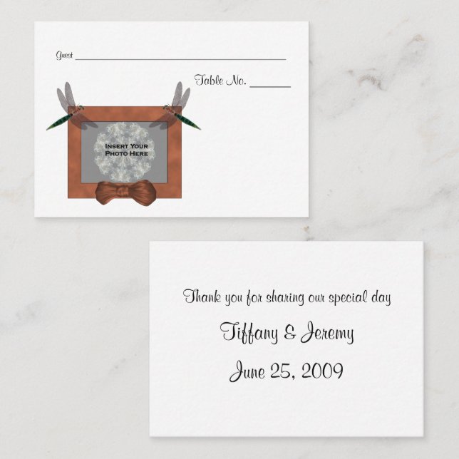 Carte De Placement Tableau photo Mariage personnalisé (Devant / Derrière)