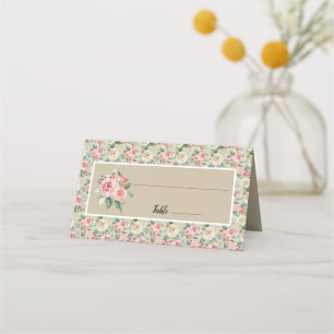 Carte De Placement Tan victorien et rose Floral Rose Design Mariage
