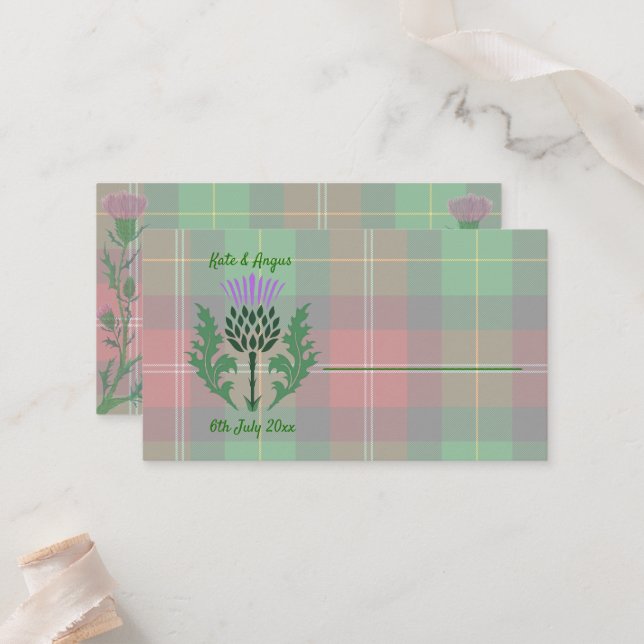Carte De Placement Tartan écossais traditionnel et chardon écossais (Devant/Arrière en situation)