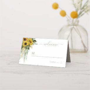 Carte De Placement Taupe de tournesol Eucalyptus Mariage de automne P
