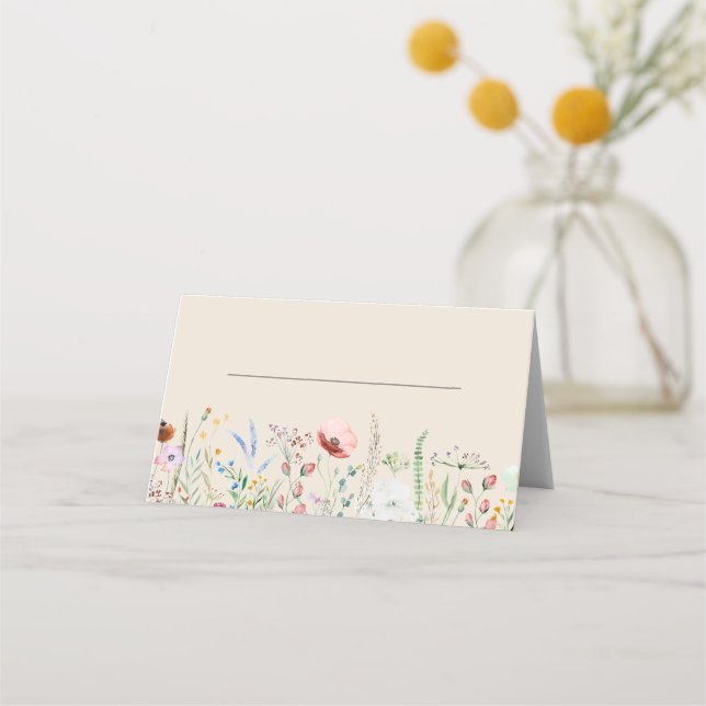 Carte De Placement Taupe Fleur sauvage Mariage de champ (Devant)