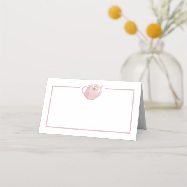 Carte De Placement Tea Party rose Floral Fille Baby shower vierge (Devant)