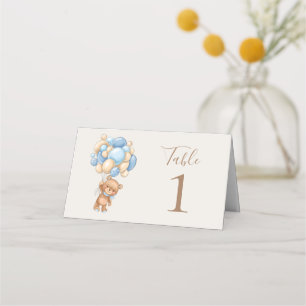 Carte De Placement Teddy Bear Balloon Brown Place Card