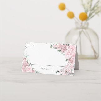Carte De Placement Tente pliée chaussure de verre Cendrillon florale