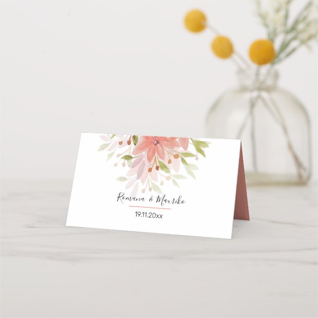 Carte De Placement Terracotta Boho Floral Aquarelle Art (Devant)