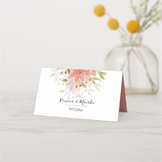 Carte De Placement Terracotta Boho Floral Aquarelle Art