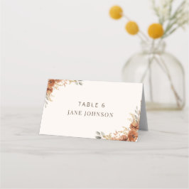 Carte De Placement Terracotta Fall Floral Numéro de table Mariage