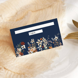 Carte De Placement Terracotta Floral Fleur sauvage Marine Mariage ble